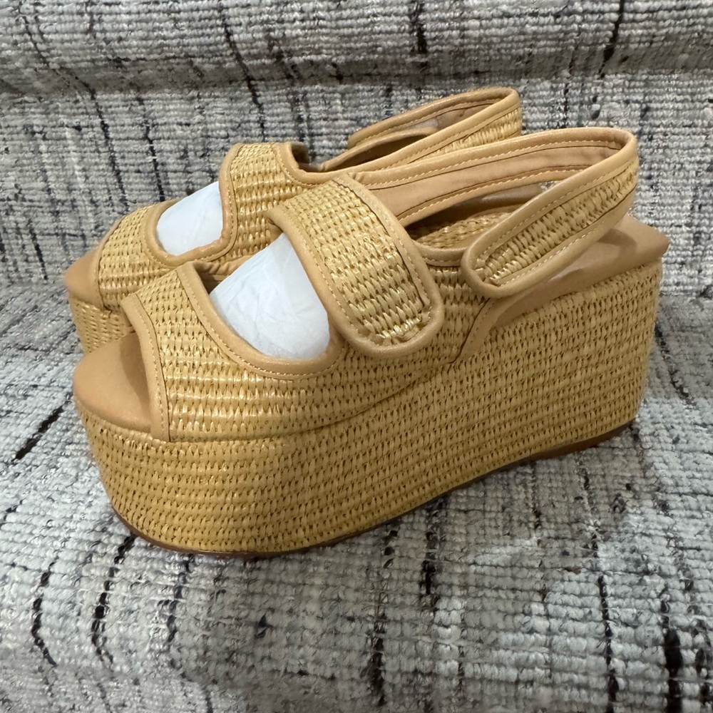 Tan Platform Woven Sandals